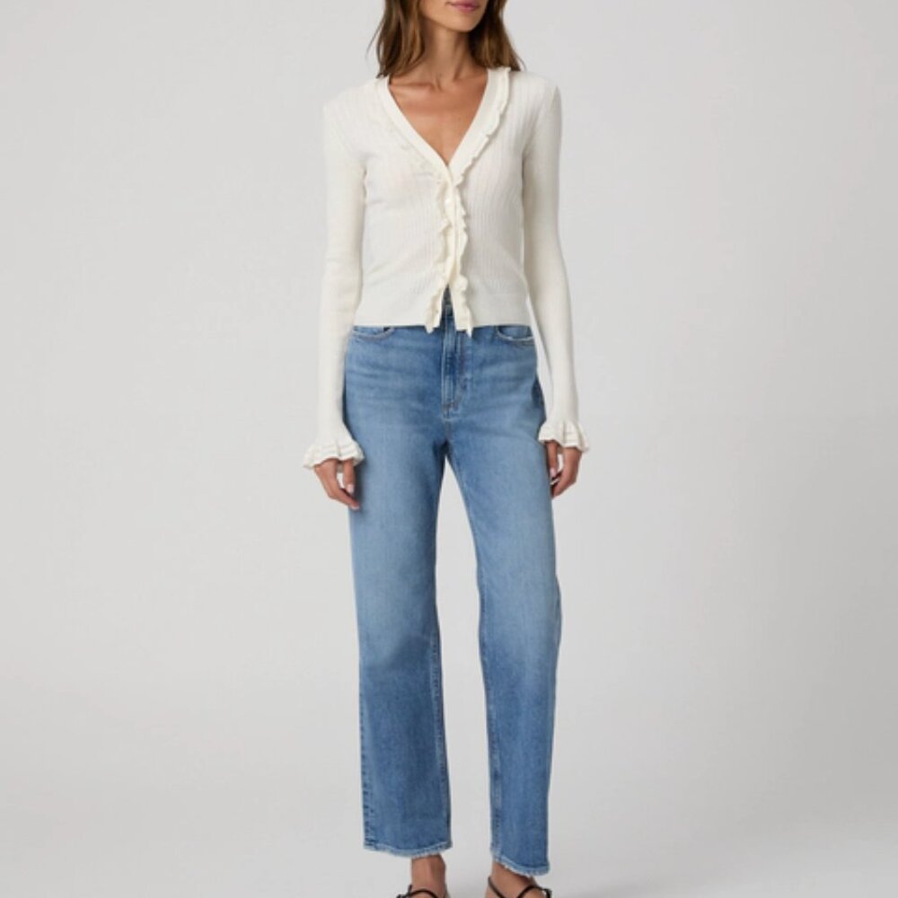 PAIGE Cream Ruffle Cardigan